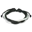 Brown Leather Bracelet With 5 Entangled Black And White Strips