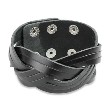 Black Leather Bracelet with Triple Cut Weaves