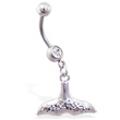 Navel ring with dangling dolphin tail