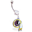 Belly Ring with official licensed NFL charm, Washington Redskins