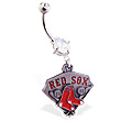 Belly Ring with official licensed MLB charm, Boston Red Sox