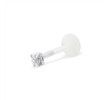 Bioplast Push-In Labret Stud With 4-Prong Round Gem,Length/Stone Size,10Mm (3/8