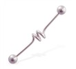 Industrial straight barbell with swirled  center, 14 ga