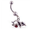 Belly ring with dangling jumping dolphins