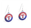 Mspiercing Sterling Silver Earrings With Official Licensed Pewter MLB Charms, Texas Rangers