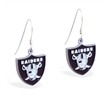 Mspiercing Sterling Silver Earrings With Official Licensed Pewter NFL Charm, Oakland Raiders