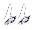 Mspiercing Sterling Silver Earrings With Official Licensed Pewter NFL Charm, Philadelphia Eagles