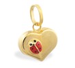14K Yellow Gold Heart Pendant with Small Ladybug
