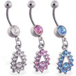 Belly ring with jeweled teardrop dangle