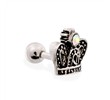 Steel cartilage barbell with jeweled crown top
