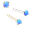 14K Gold Customizable Nose Stud with 2mm Round Blue Opal