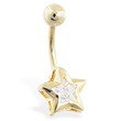 Gold Tone jeweled star belly ring