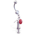 Belly ring with dangling mixed drink