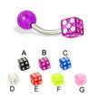 Curved Barbell with Acrylic Dice And Ball, 16 Ga