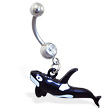 Navel Ring with Dangling Whale