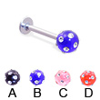 Labret With Multi-Gem Acrylic Colored Ball, 14 Ga