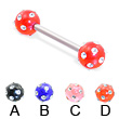 Straight barbell with multi-gem acrylic colored balls, 14 ga
