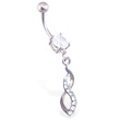 Belly ring with jeweled twisted dangle