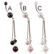 Double Pearl Belly Ring with Pearl Dangle