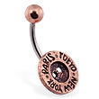 Brass Button Belly Ring With Words 