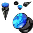 2-In-1 Interchangeable Black Acrylic Screw Fit Taper With Blue Prism Insert