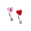 Curved barbell with heart lock top, 16 ga