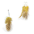 Yellow Polka Dot Feather Belly Ring And Earring Set