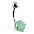 Belly Ring with Jade Fluorite Stone