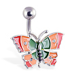 Colorful butterfly belly ring