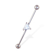 Industrial straight barbell with jeweled triangle, 14 ga