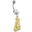 Navel ring with dangling gold color cobra