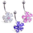 Jeweled flower belly ring