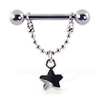 Nipple ring with dangling star, 12 ga or 14 ga
