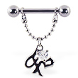 Nipple ring with dangling Chinese symbol for 
