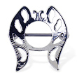 Large winged butterfly shield nipple ring, 14 ga