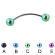 Curved barbell with colored balls, 16 ga