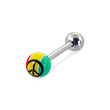 Jamaican styled straight barbell with peace sign, 14 ga