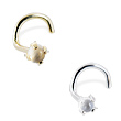 14K Gold Nose Screw with 2mm Round Cabochon Moonstone