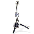 Navel ring with dangling hair dryer