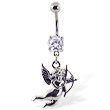Navel ring with dangling cupid