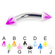 Acrylic flower cone curved barbell, 10 ga
