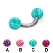 Titanium curved barbell with acrylic checkered balls, 12 ga