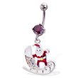 Santa with Sled Christmas Belly Button Ring