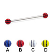 Long barbell (industrial barbell) with double striped balls, 12 ga