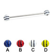 Long barbell (industrial barbell) with double striped balls, 14 ga