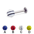 Labret with double striped ball, 14 ga