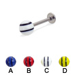 Labret with double striped ball, 16 ga