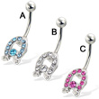 Jeweled horseshoe belly button ring