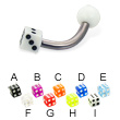 Acrylic die and ball titanium curved barbell, 12 ga