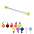 Long barbell (industrial barbell) with glitter balls, 14 ga
